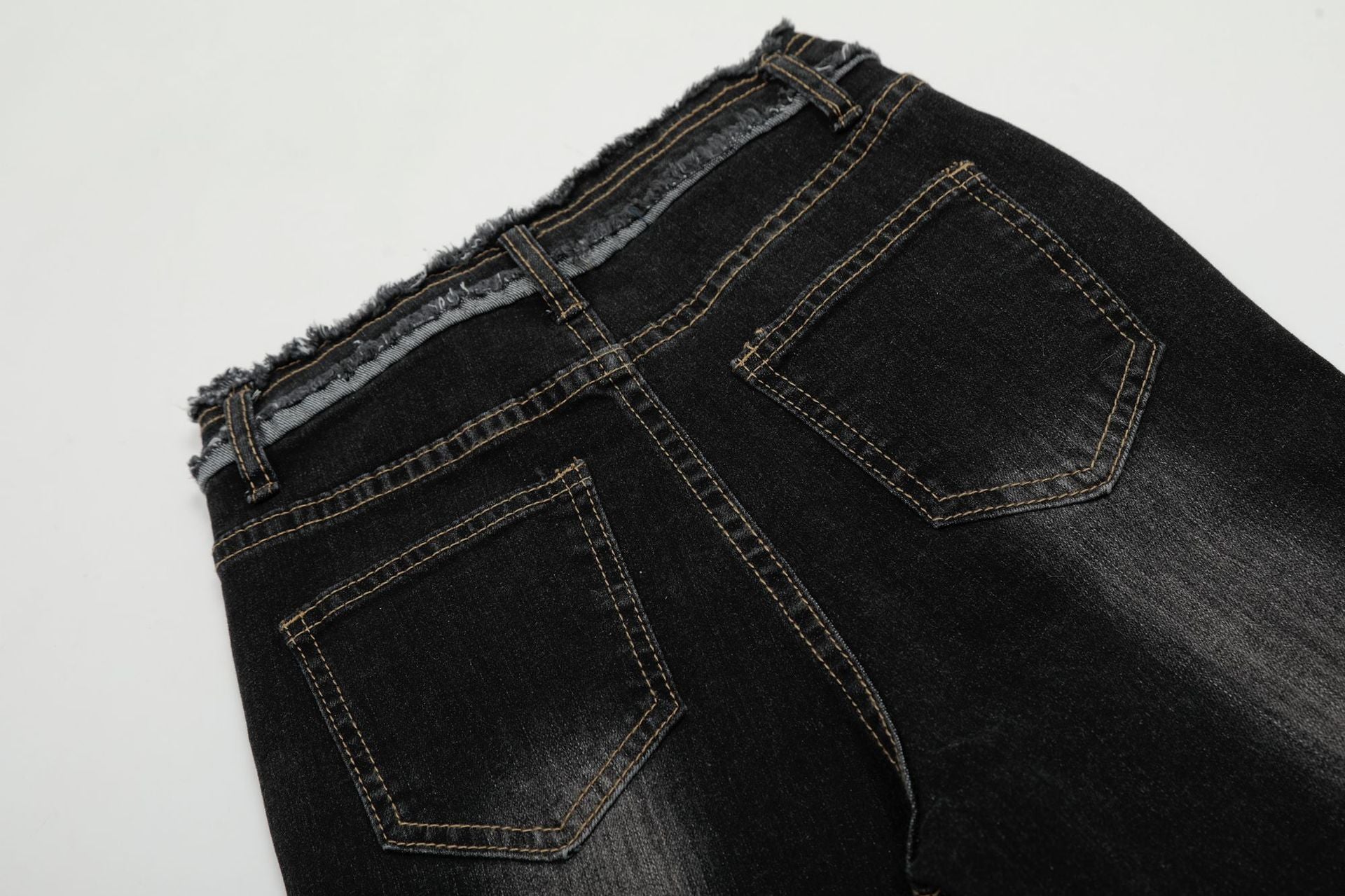 Ribbon Strap Panel Flare Denim Pants mry001667