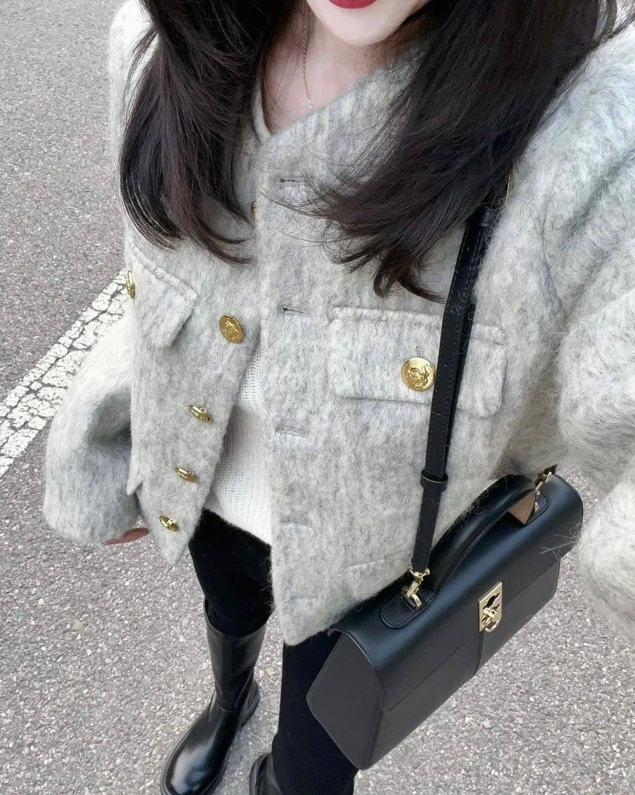 Gold Button Knit Jacket mry002039