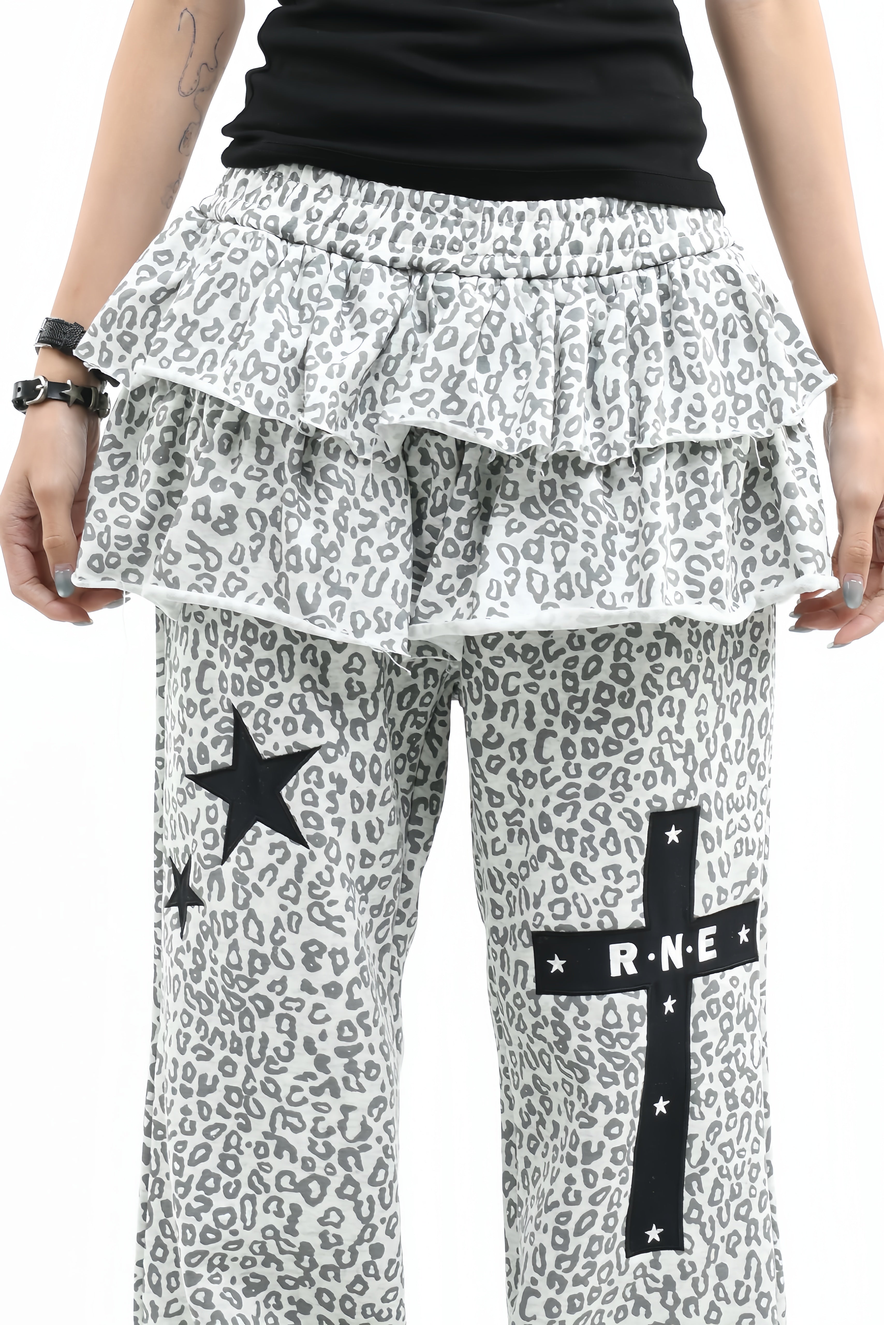 【ボトムス】レオパードフリルレイヤードパンツ mry002361