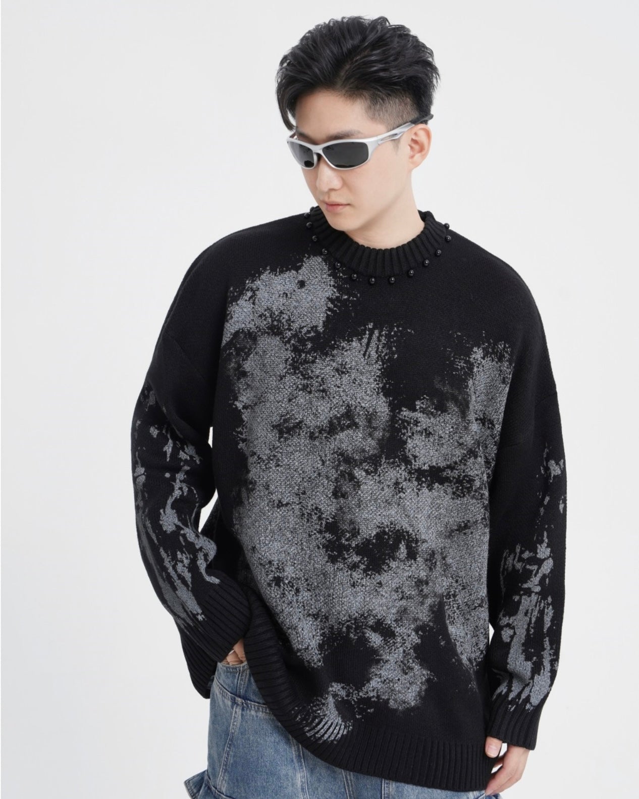 【2color】Oversized Paint Splash Knit Sweater mry001840