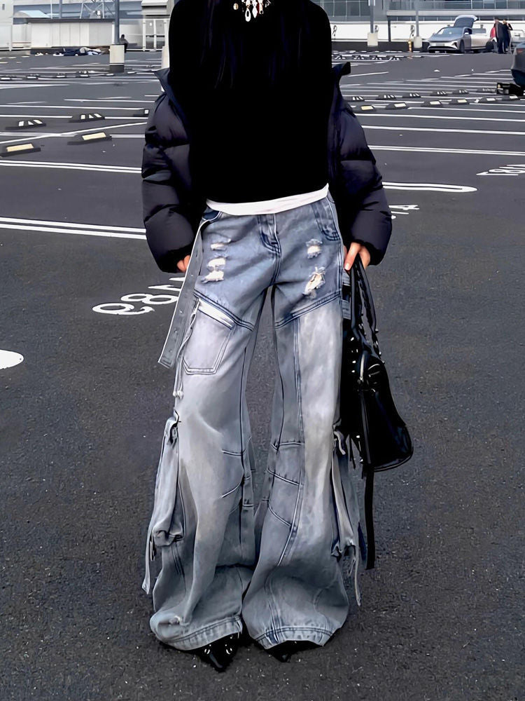 Revolt Distressed Baggy Denim Pants mry001701