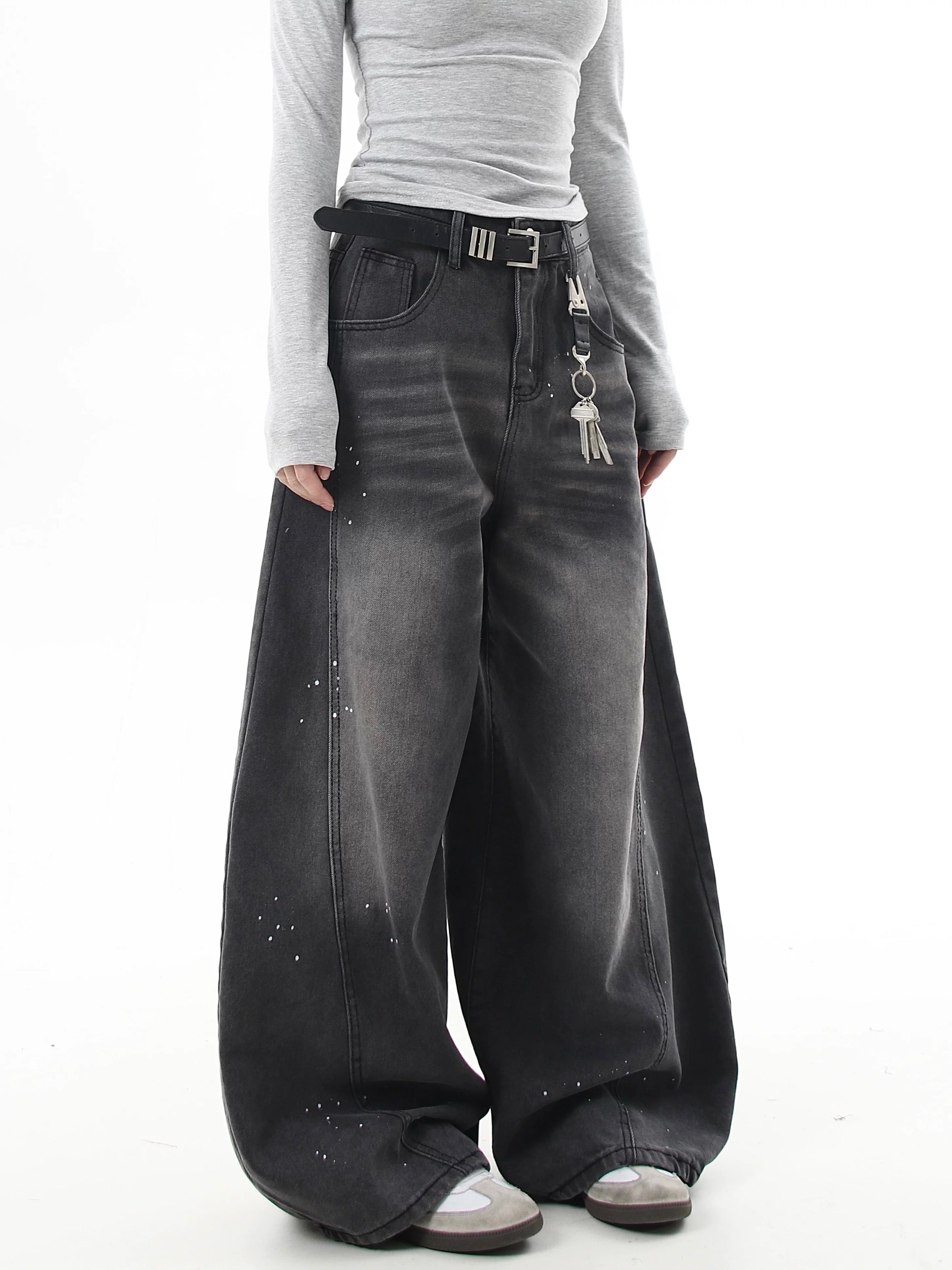 『評価★4.8以上/人気急上昇中💬💥』【COVER:FIT】2color Splatter Wash Balloon Denim Pants mry001753