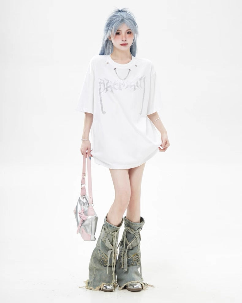 【リピート続出 /2color / Unisex】Vortex Chain Print T-Shirt mry001641