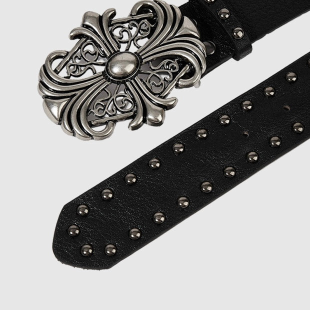 Punk Style Cross Embossed Stud Belt mry001917