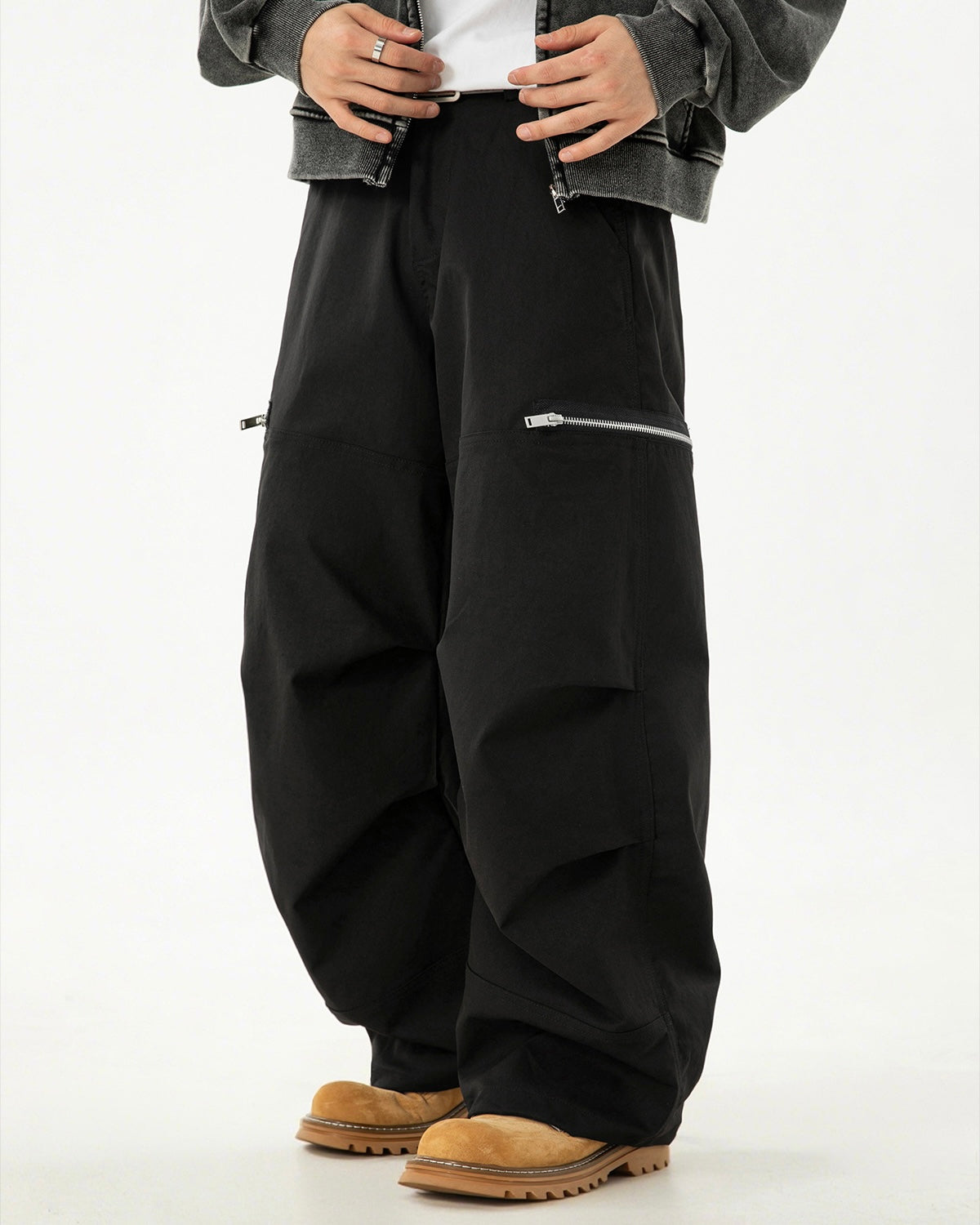【2color】Zipper Pockets Wide Cargo Pants mry001821