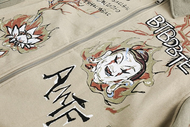 Graphic Print Zip Jacket mry001788