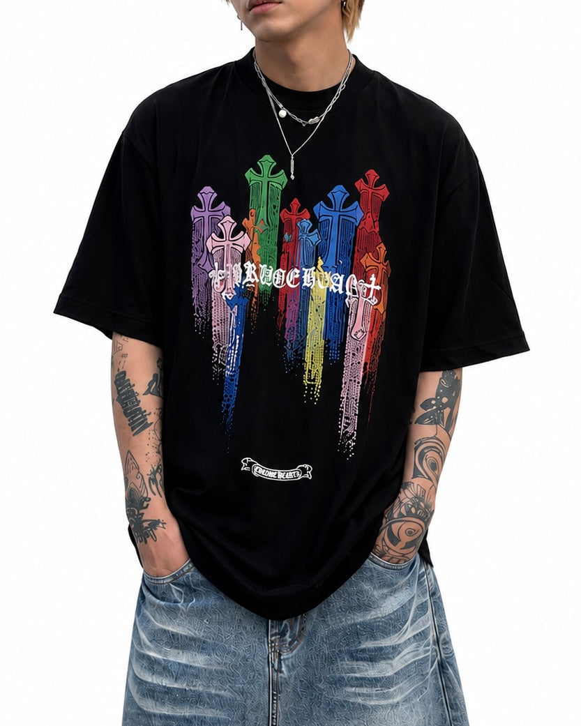 【トップス】マルチクロスグラフィックTシャツ mry002432