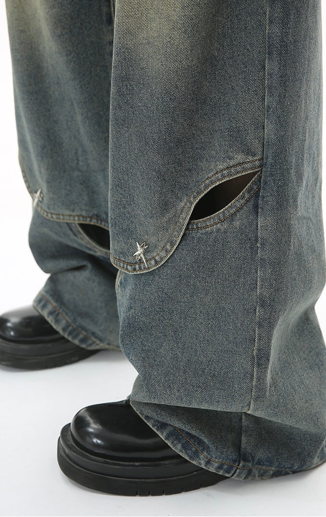 Cutout Chaos Wide-Leg Denim Pants mry001672