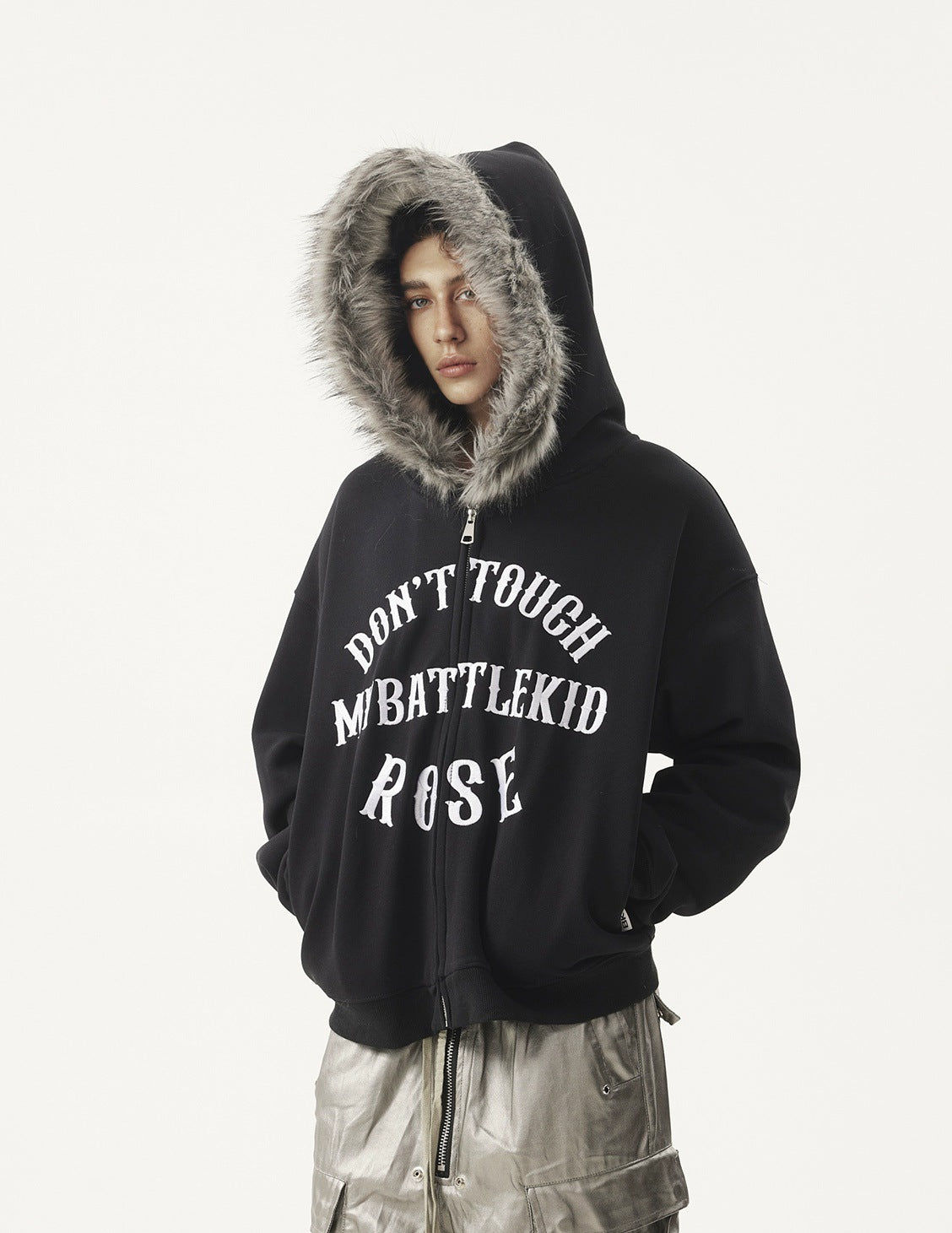 【3color】Fur Hood Graphic Hoodie mry001812