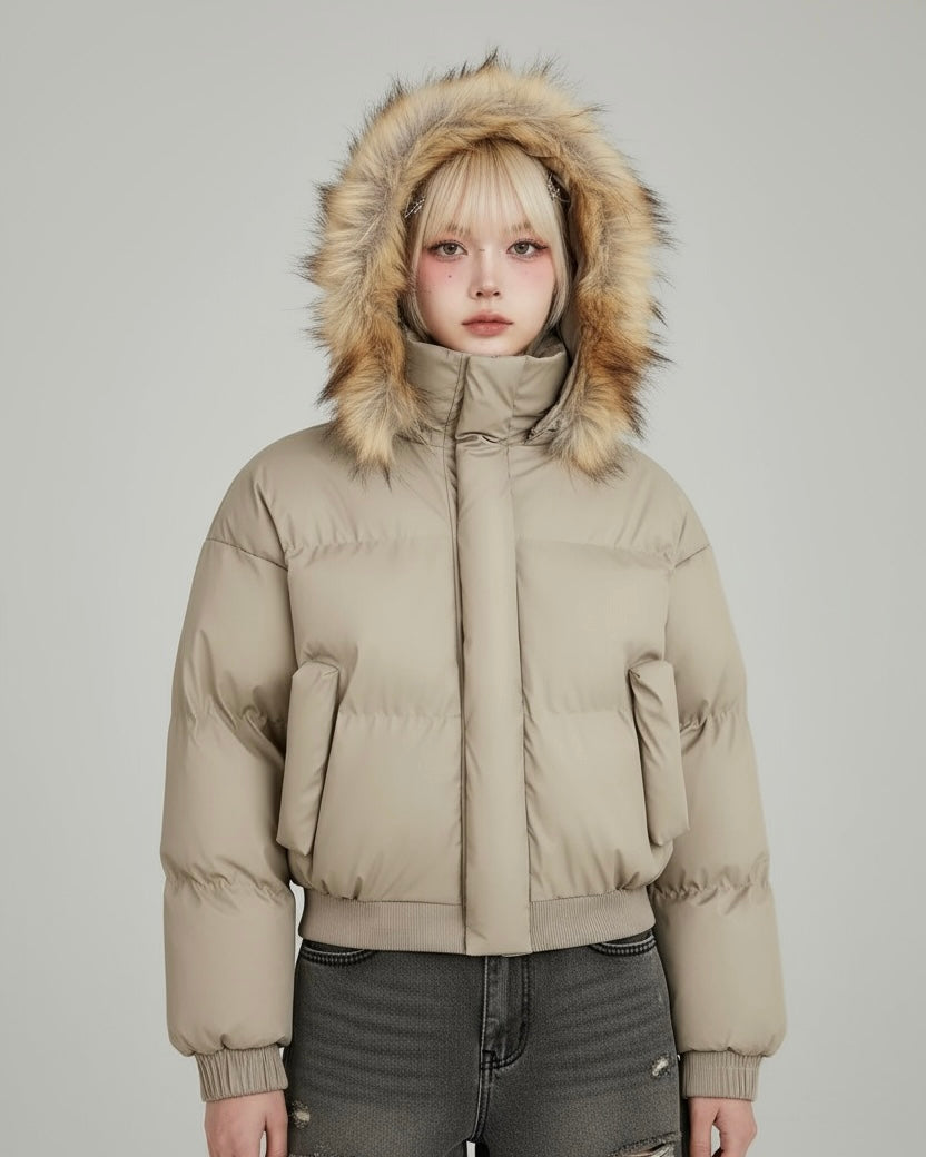 【2color】Faux Fur Hood Puffer Jacket mry001792