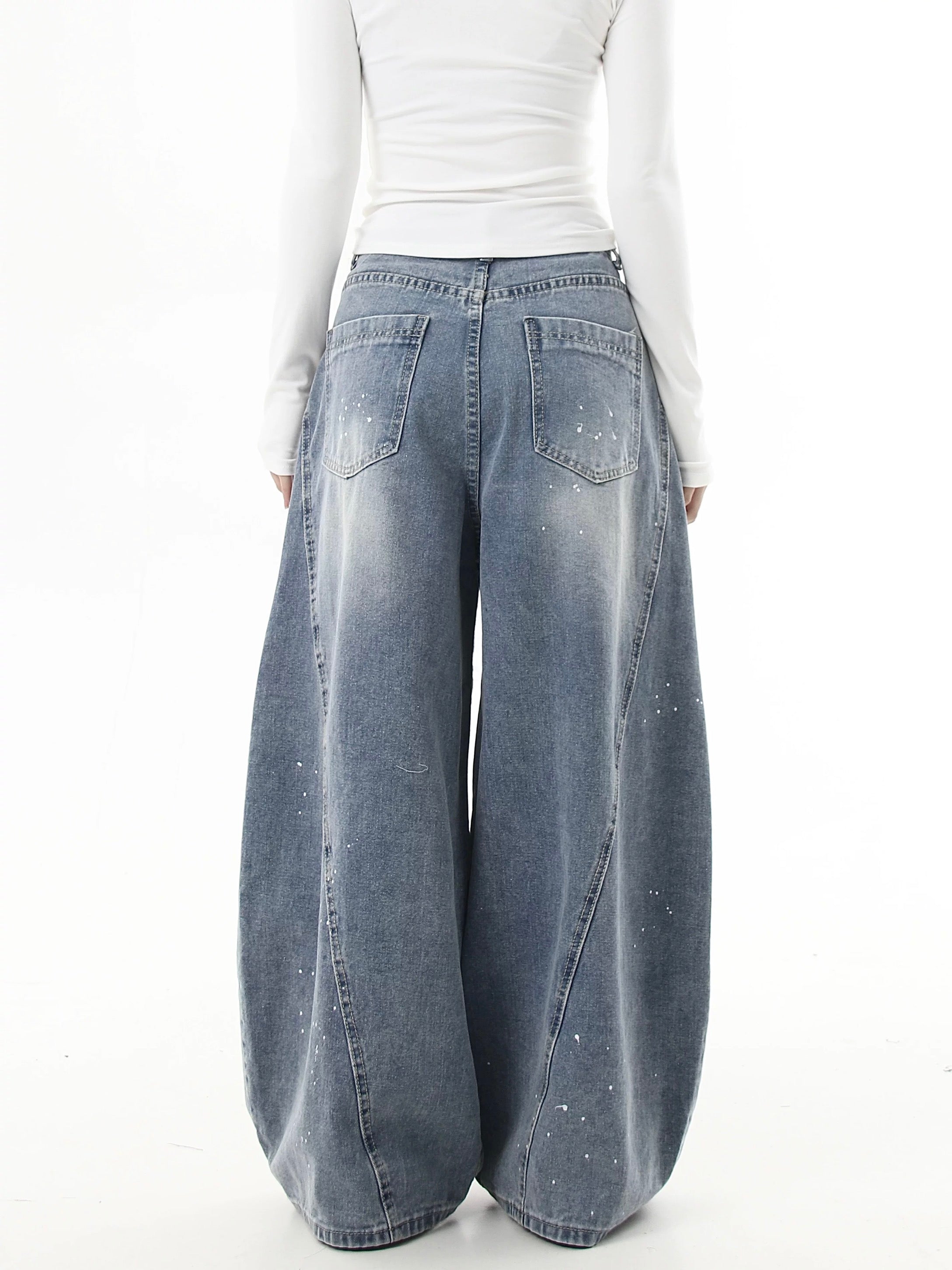 『評価★4.8以上/人気急上昇中💬💥』【COVER:FIT】2color Splatter Wash Balloon Denim Pants mry001753
