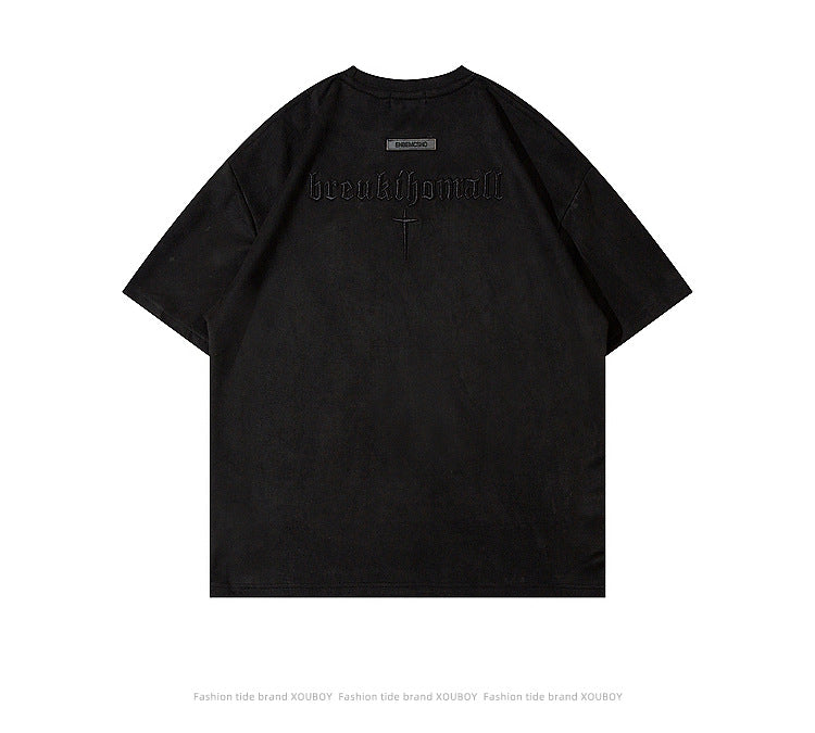 【2color】Cross Embroidered Oversized T-Shirt