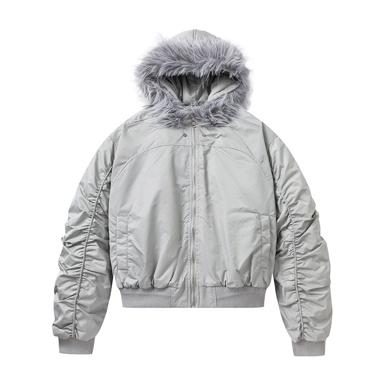 【高品質】Fur Hooded Bomber Jacket mry001984