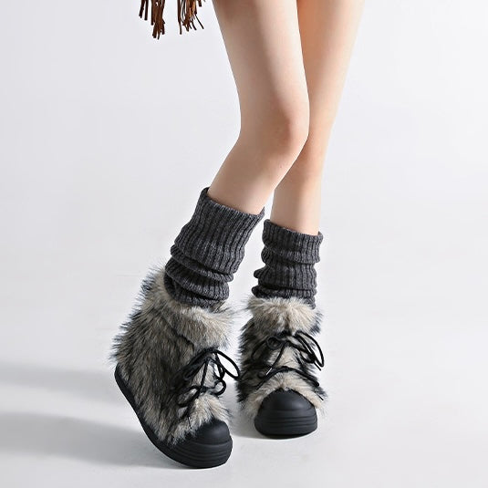 【評価★4.8以上/ベストセラー】Cozy Faux Fur Street Platform Boots mry001974