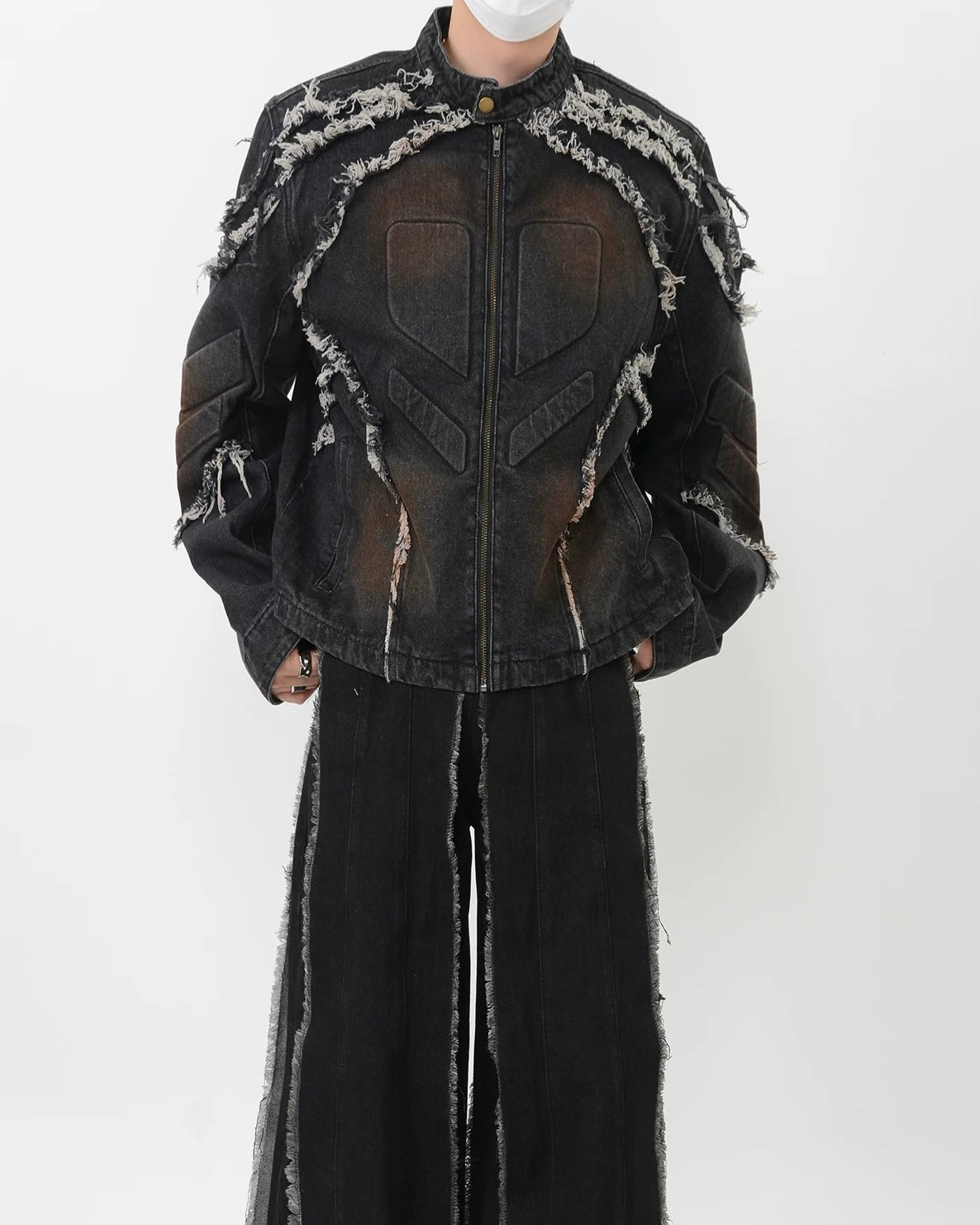 【2color】Distressed Denim Rider Jacket mry001815