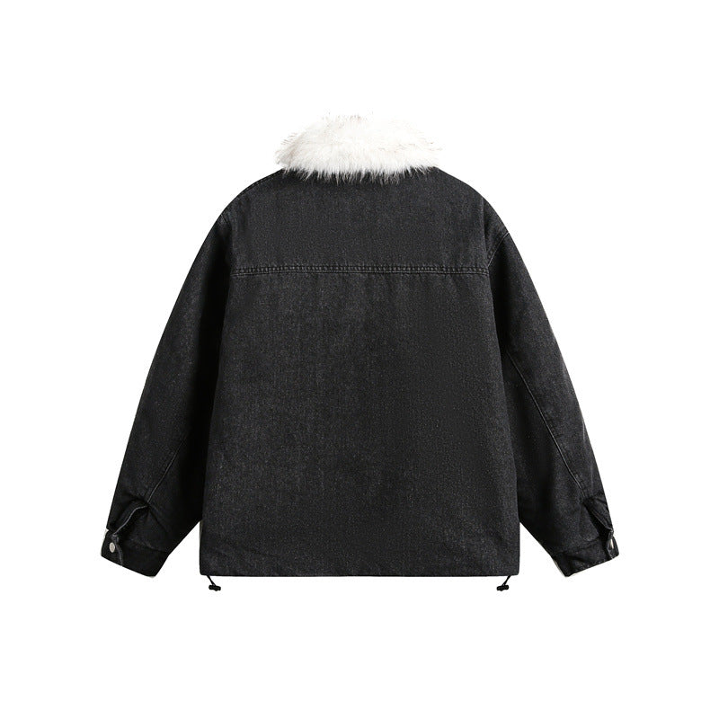 【2color】Faux Fur Collar Denim Jacket mry001824