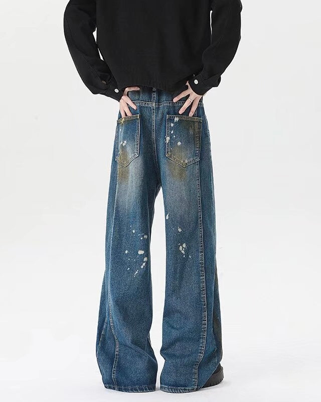 【COVER:FIT】 Vintage Paint-Stain Wide Denim Pants mry001863