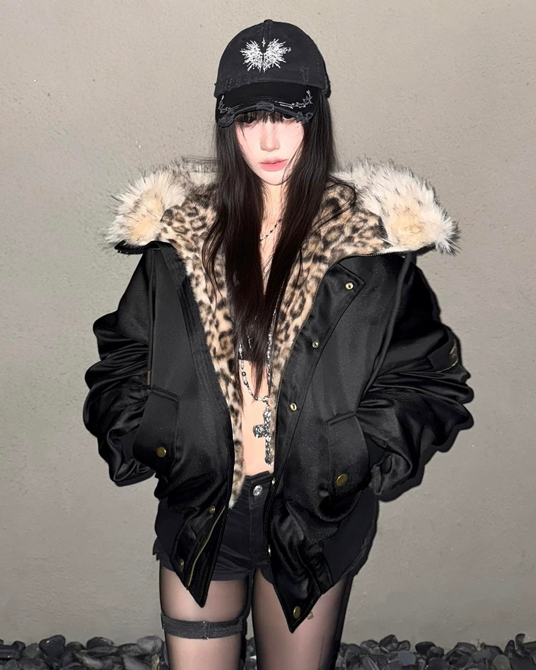 【人気No.1】※残りわずか【評価★4.8以上】Leopard Fur Hooded Jacket mry001993