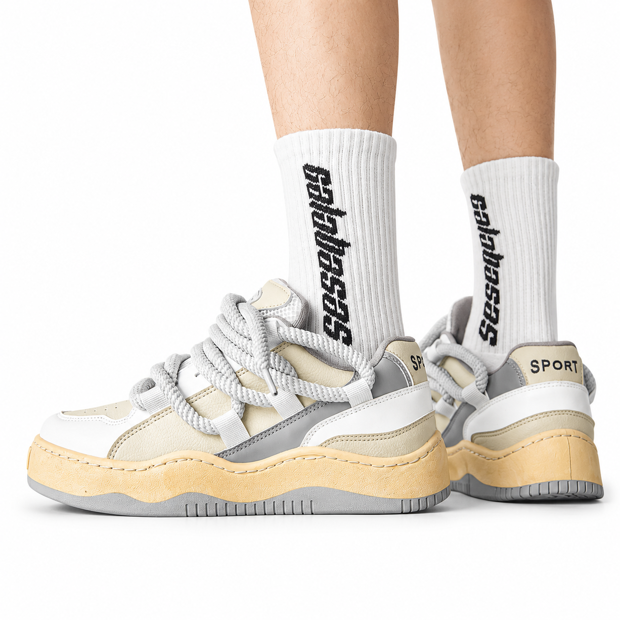 『評価★4.8以上』Heavy Rope Lace Chunky Sneakers mry001947