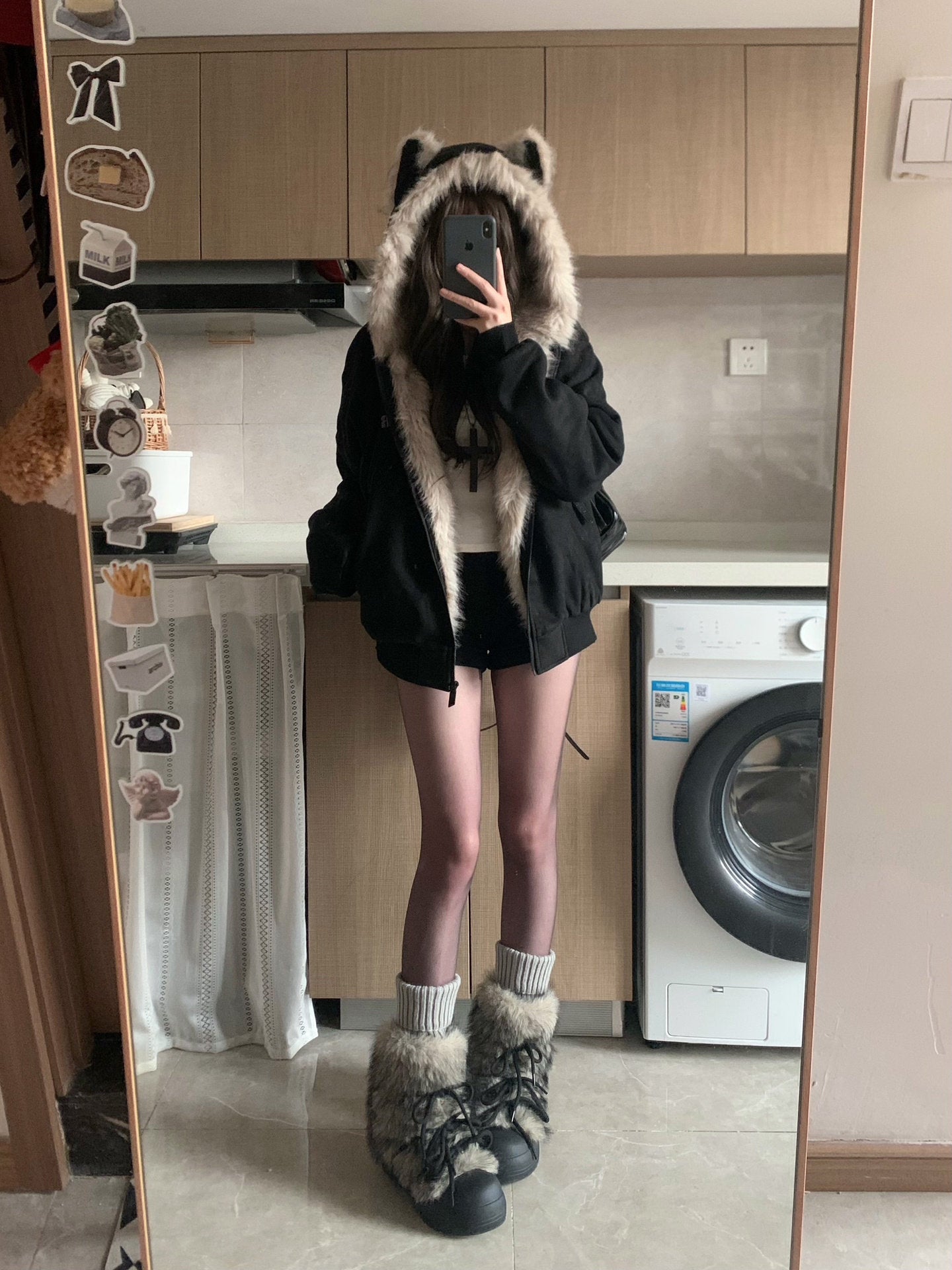 Faux Fur Hood Jacket mry002027