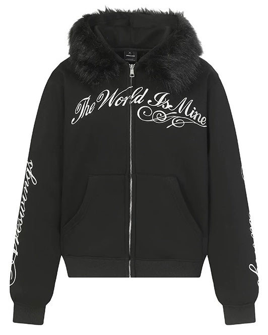 Graphic Fur Zip-Up Hoodie mry002064