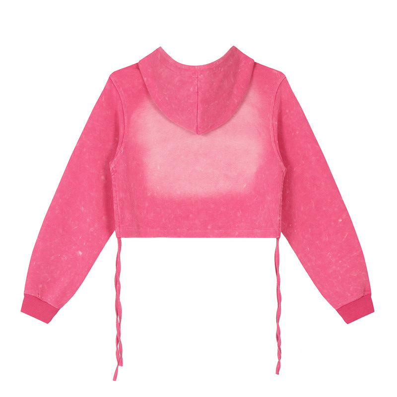 【2color】Different Logo Cropped Hoodie mry001849