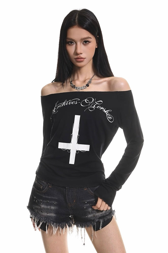 Inverted Cross Off-Shoulder Top mry002305