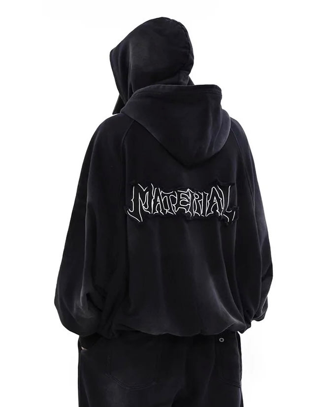 【評価★4.8以上/Tops】UNISEX DAMAGE DOLMAN ZIP HOODIE mry001907