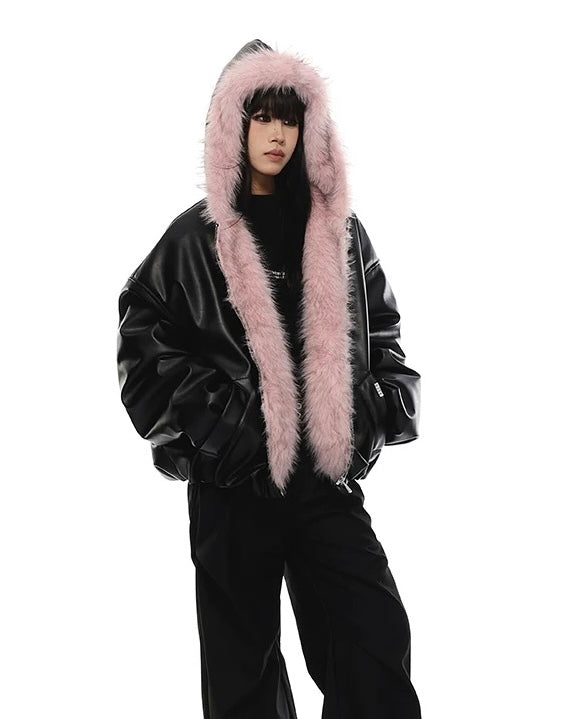 【評価★4.8以上】Oversized Faux Leather Jacket mry001958