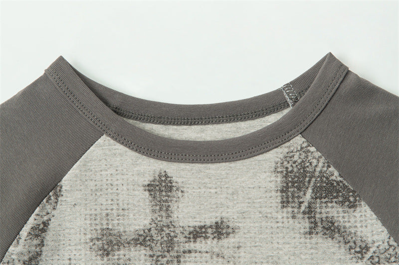 【2color】Distressed Cross Graphic Fitted T-Shirt mry001714