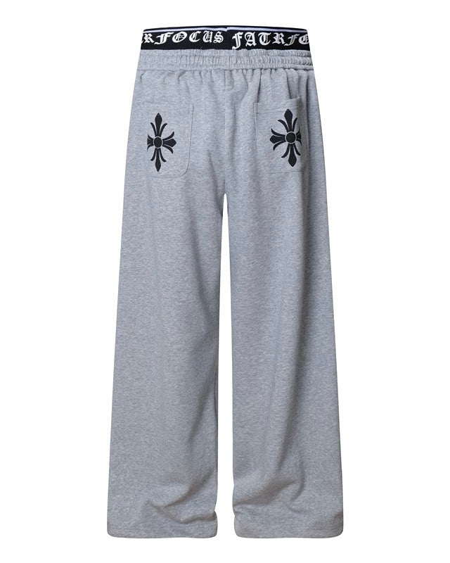 【YURU:FIT】 Cross Print Wide Sweatpants mry001861
