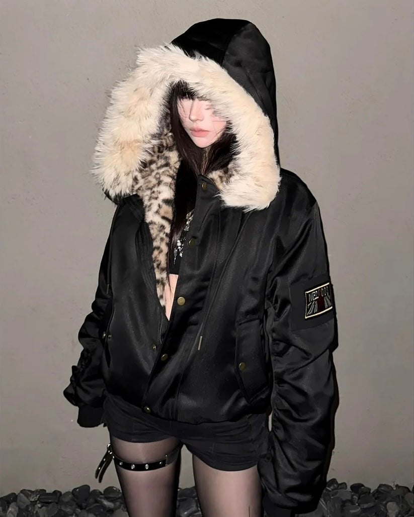 【人気No.1】※残りわずか【評価★4.8以上】Leopard Fur Hooded Jacket mry001993