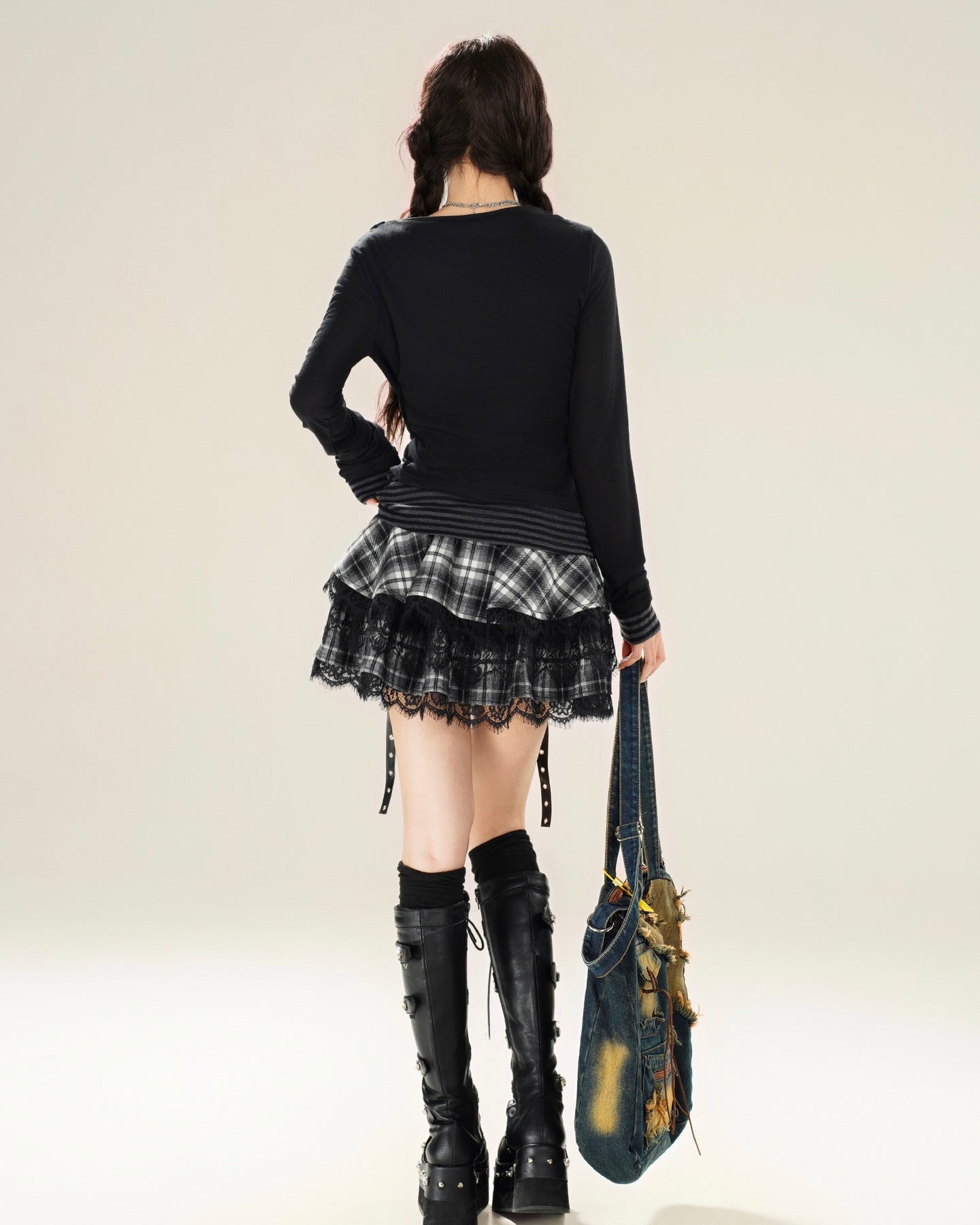 【2color】 Layered Graphic Mesh Long Sleeve Top mry001851