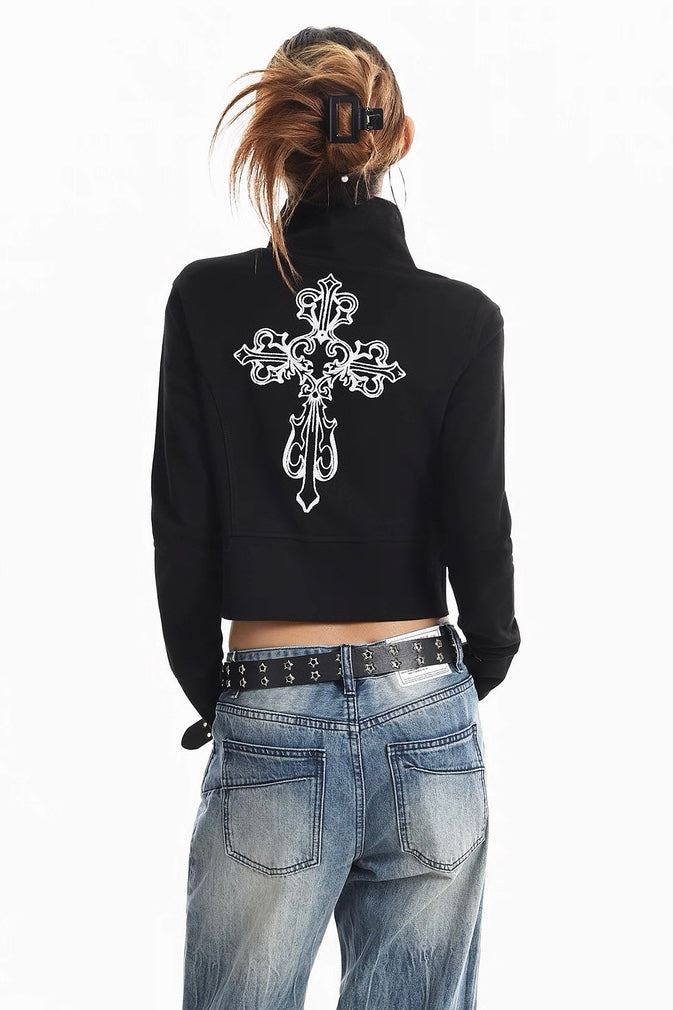 Cropped Zip-Up Cross Jacket mry002276