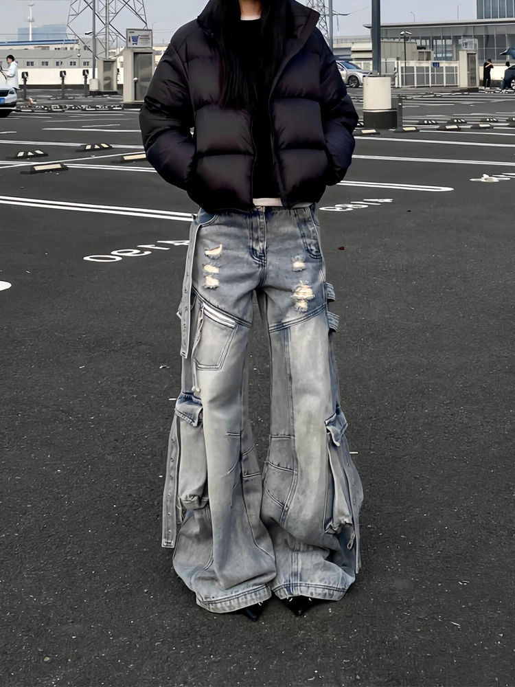 Revolt Distressed Baggy Denim Pants mry001701