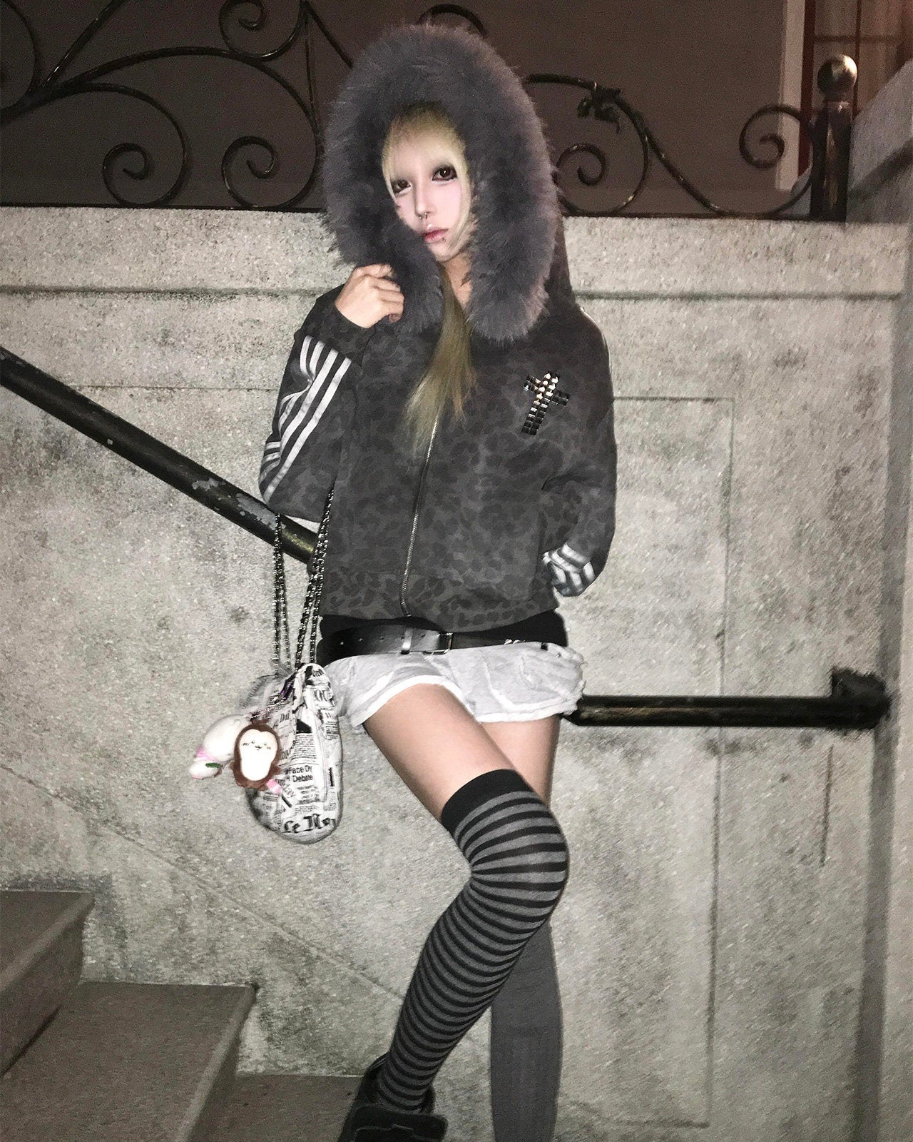 Fur Hood Leopard Hoodie mry002076