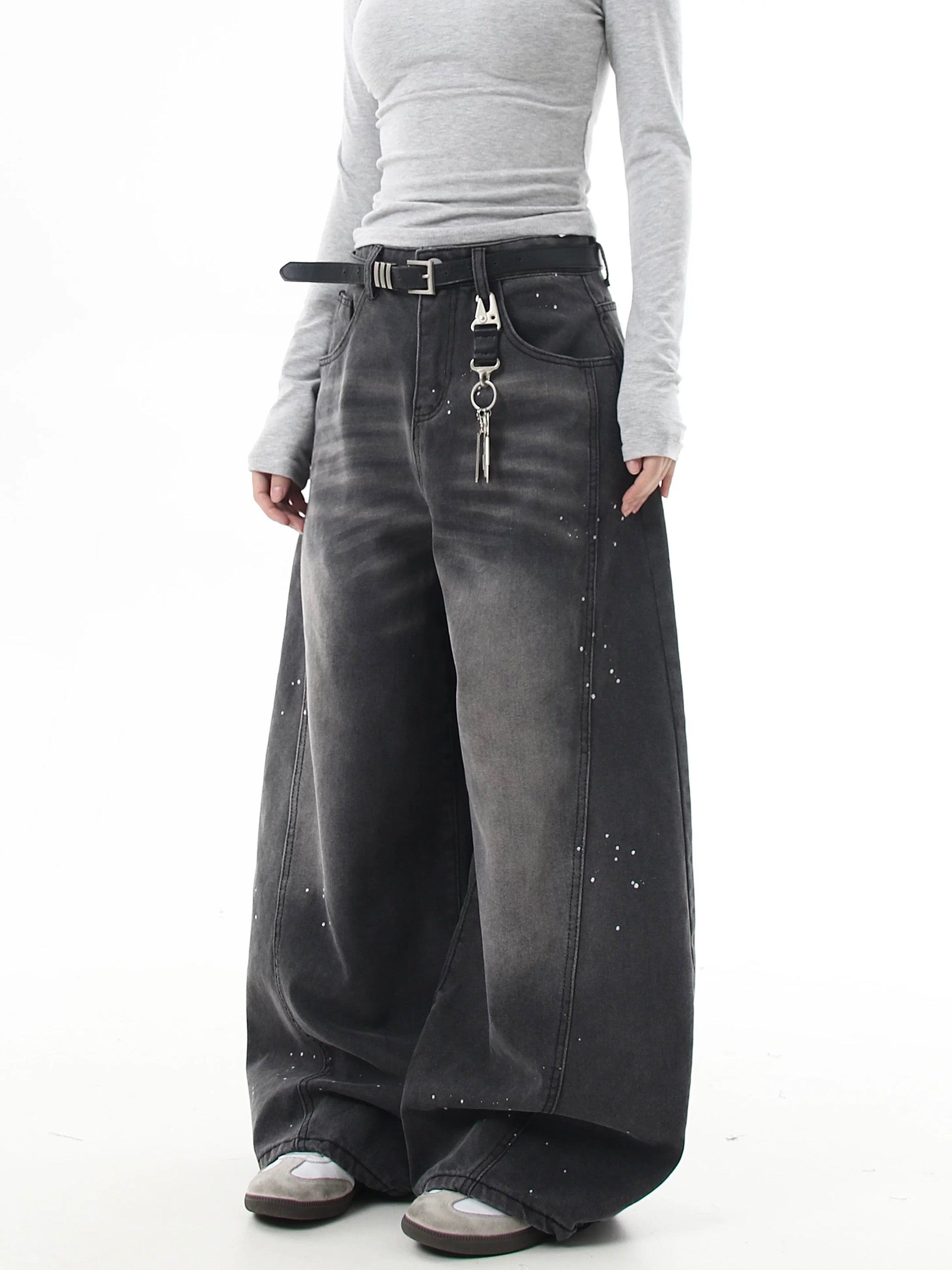 『評価★4.8以上/人気急上昇中💬💥』【COVER:FIT】2color Splatter Wash Balloon Denim Pants mry001753