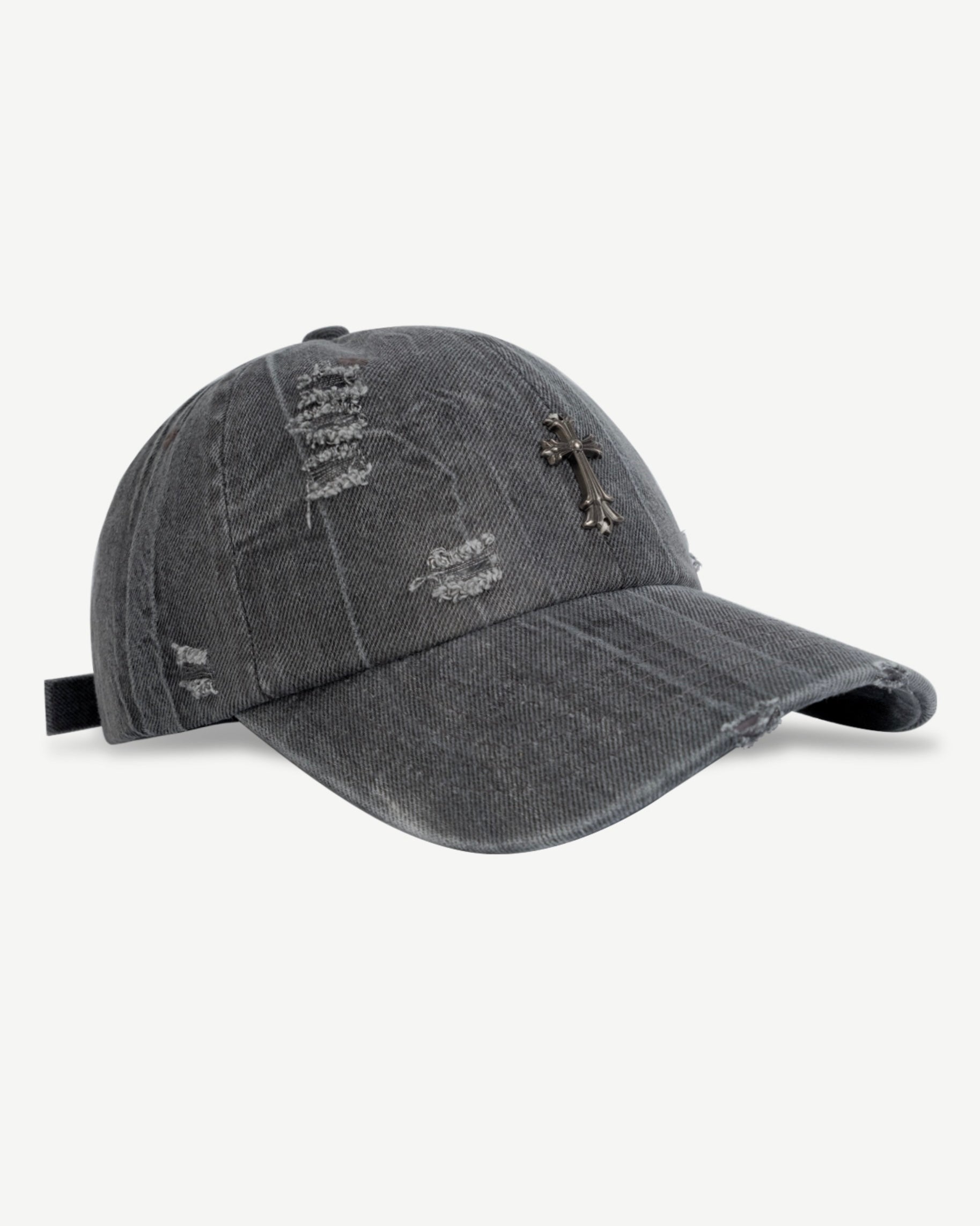 【4color】Vintage Cross Metal Embellished Distressed Cap mry001909