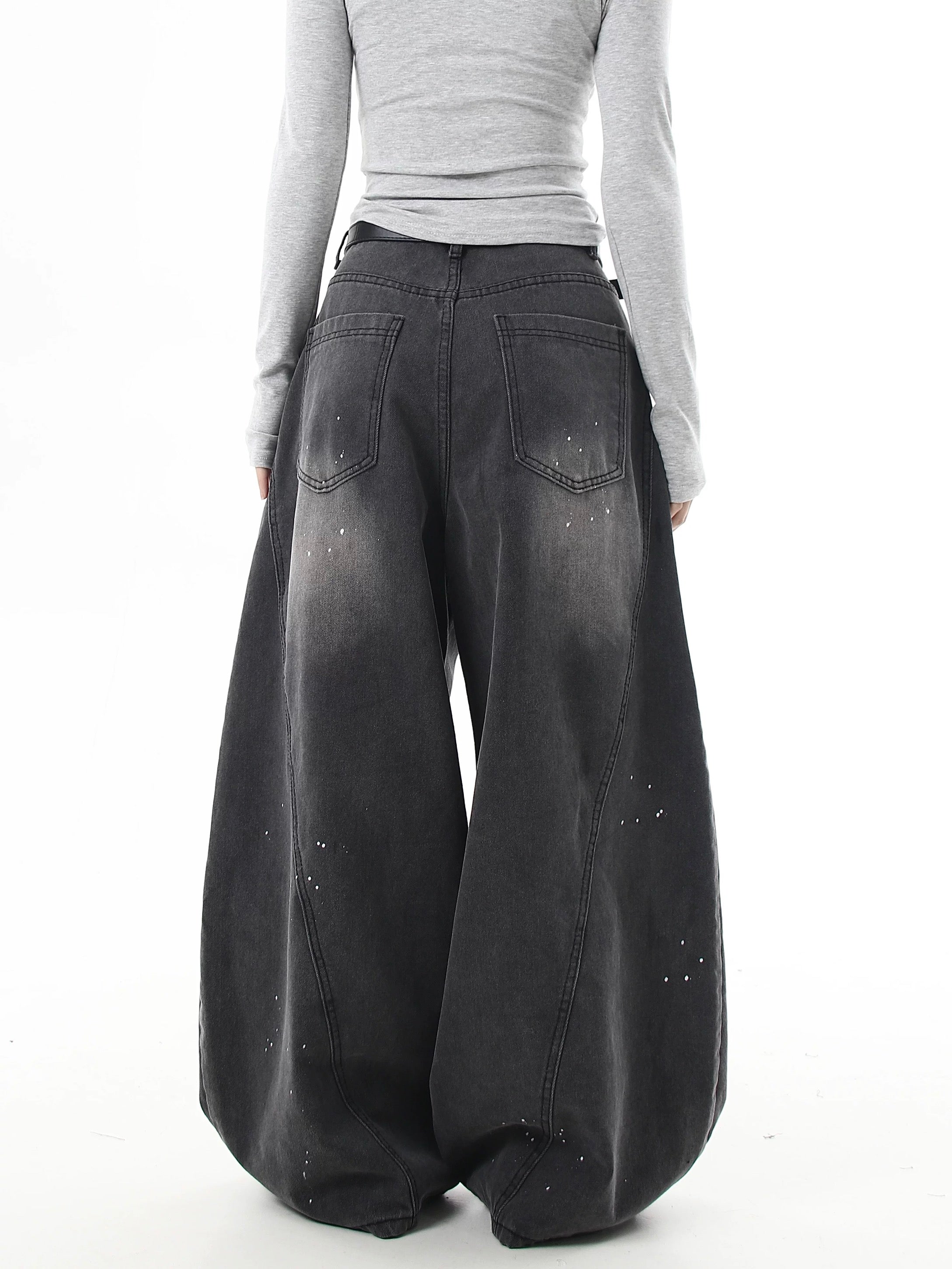 『評価★4.8以上/人気急上昇中💬💥』【COVER:FIT】2color Splatter Wash Balloon Denim Pants mry001753