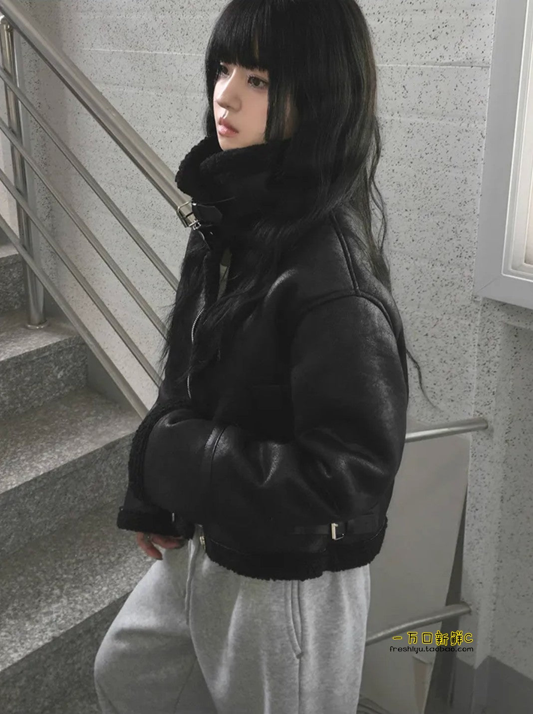 Shearling Lined Leather Jacket mry002024