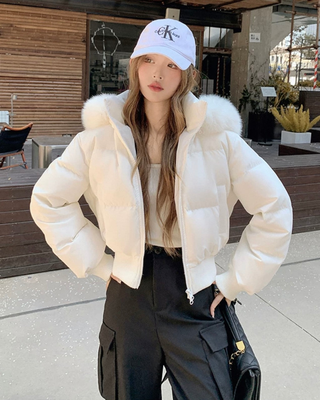 【爆安】Short Puffer Food Fur Jacket mry001966