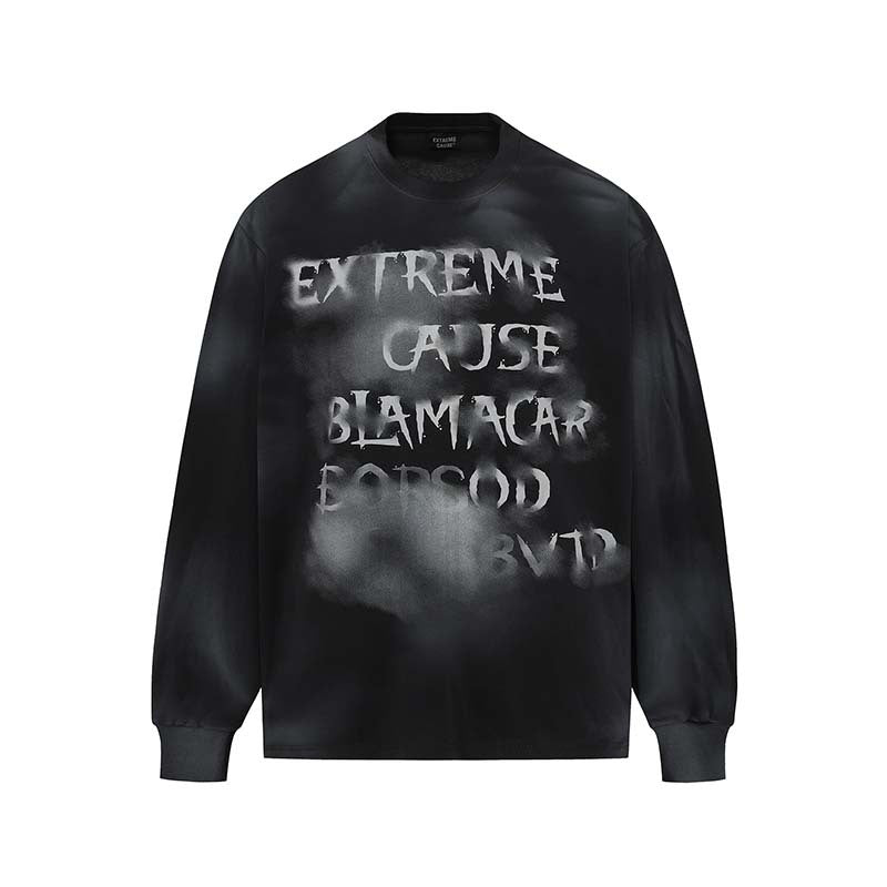 【3color】Spray Stencil Print Long Sleeve Tee mry001843