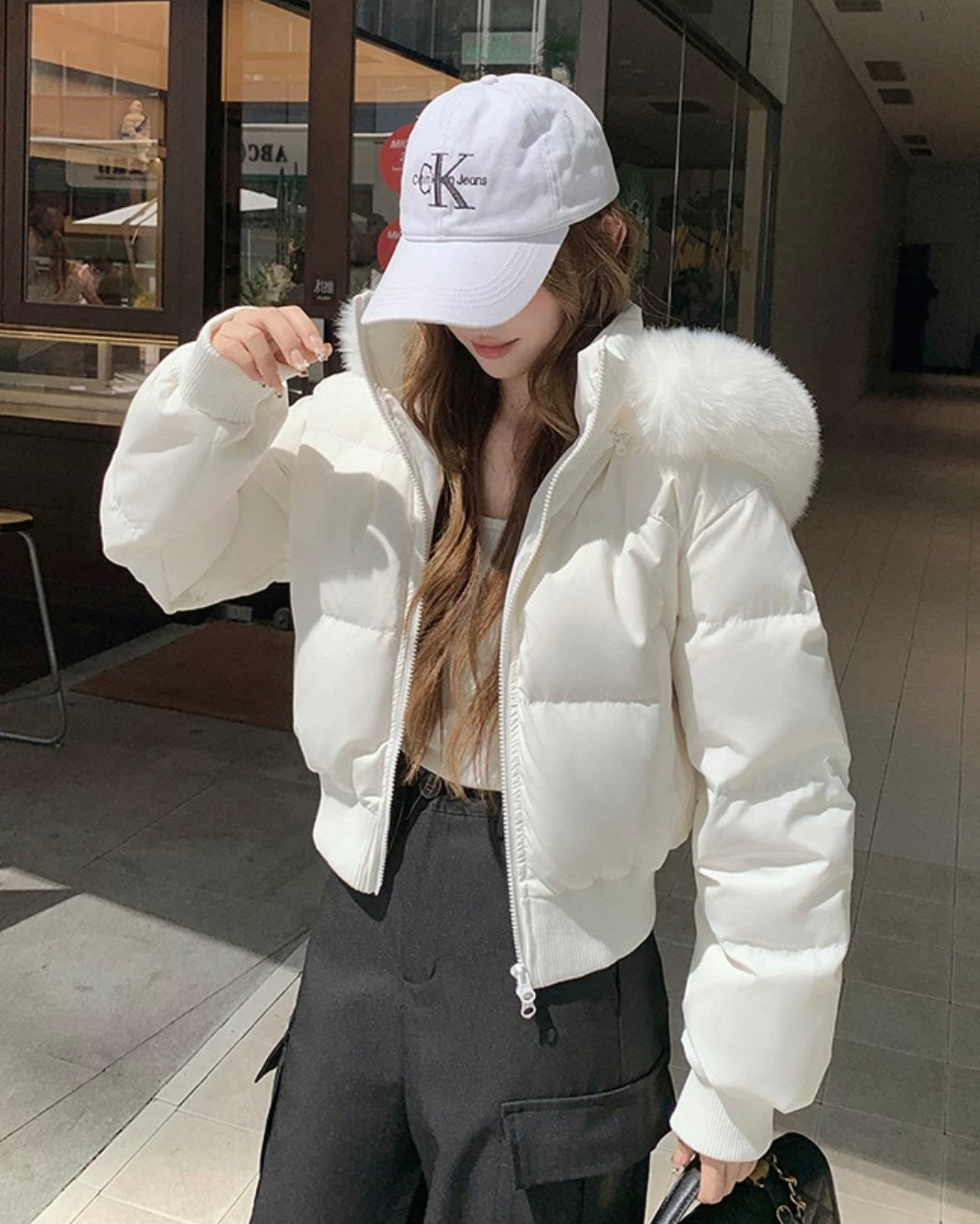 【爆安】Short Puffer Food Fur Jacket mry001966