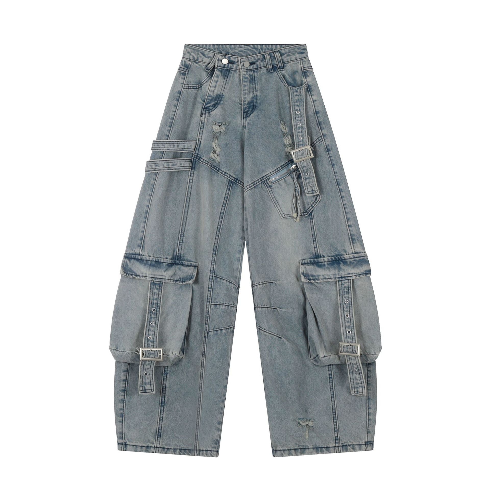 【COVER:FIT/2color】Shadow Buckle Wide Cargo Denim Pants mry001700