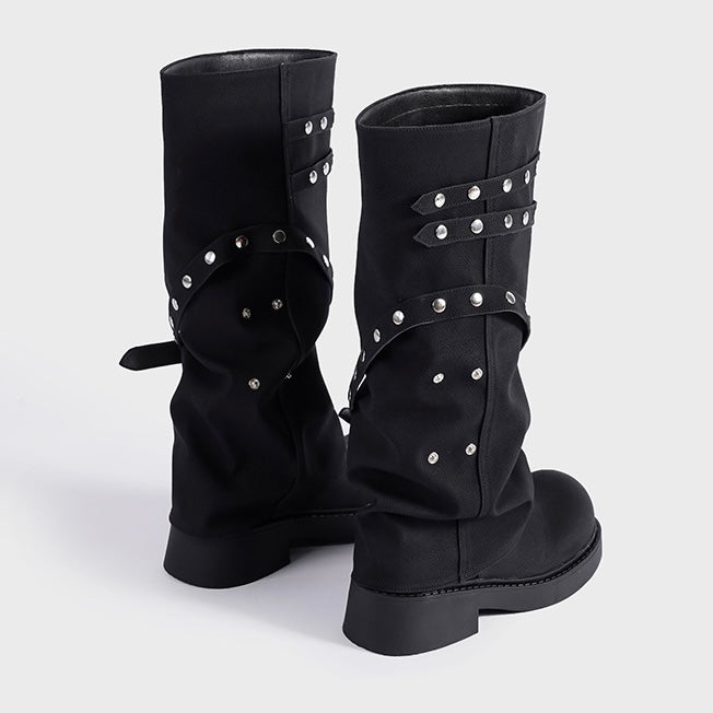 Punk Strap Studded Long Boots mry001975