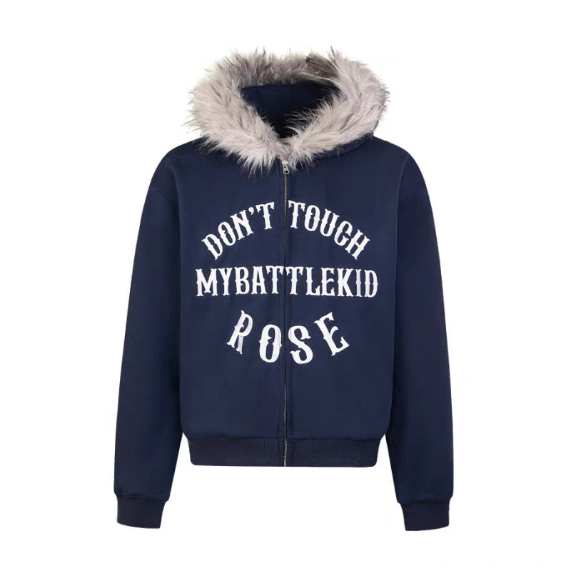 【3color】Fur Hood Graphic Hoodie mry001812