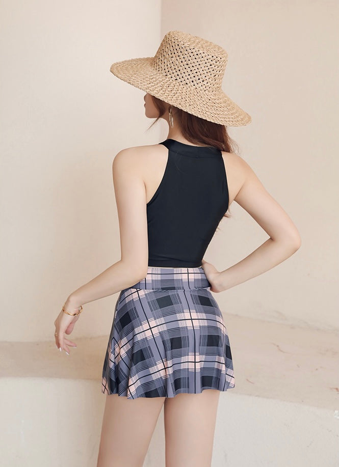 【2color】High-Waist Plaid Bikini Set mry001777