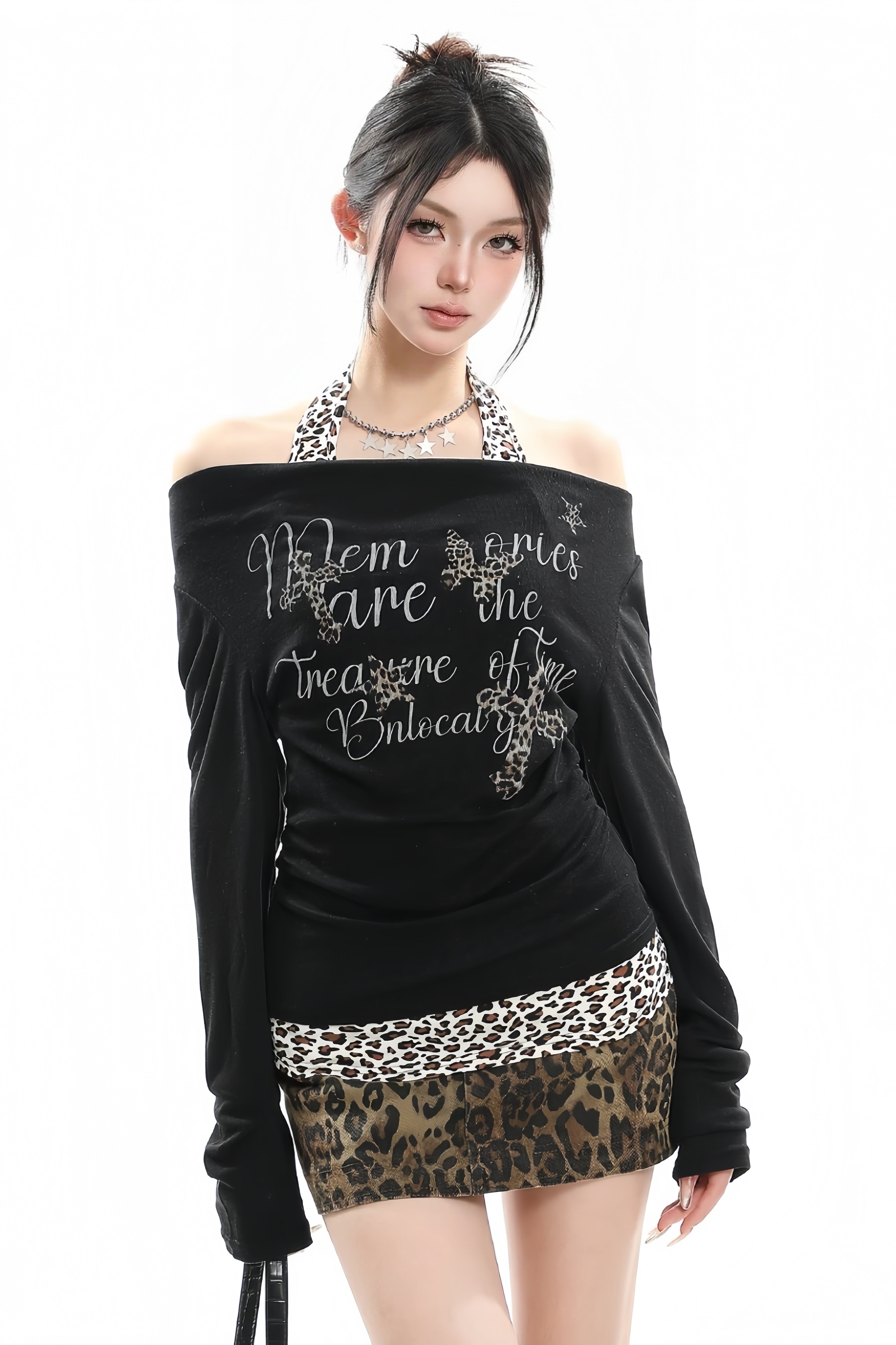 【トップス】 レオパードオフショルロンT mry002362
