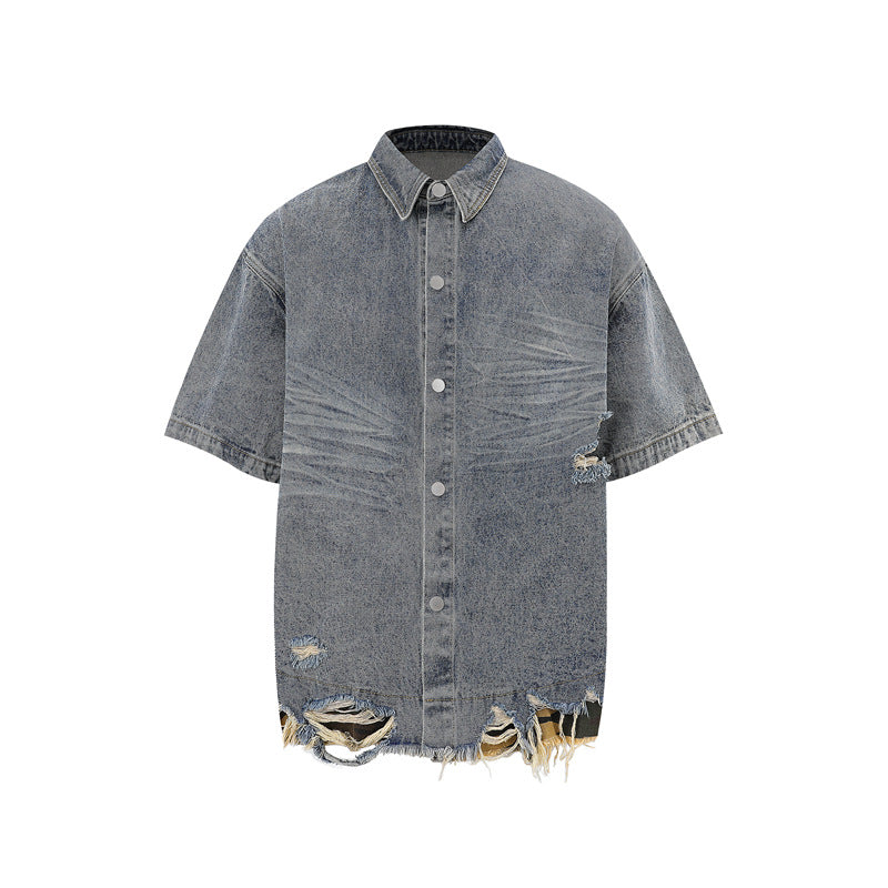 【2color / Set-Up】Camo Fade Distressed Denim Set-Up mry001757