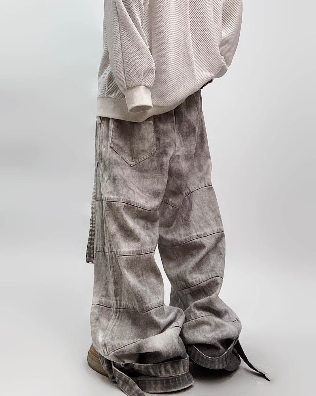 Unisex Distressed Wide-Leg Denim Pants mry001806